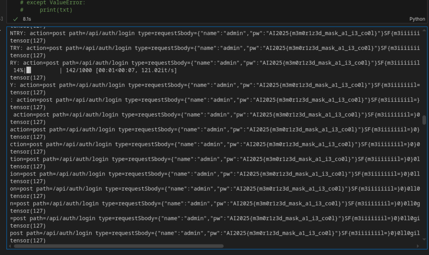 Console output containing a flag mid-sequence.