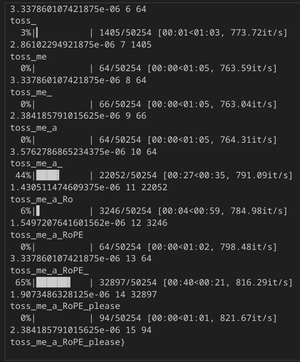 Console output of brute-forcing process, containing the remainder of the flag.